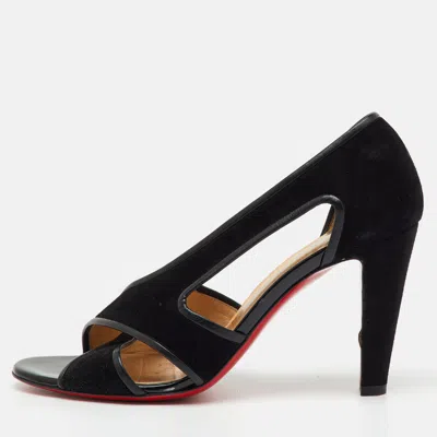 Pre-owned Christian Louboutin Black Suede Mamma Roma Open Toe Pumps Size 38