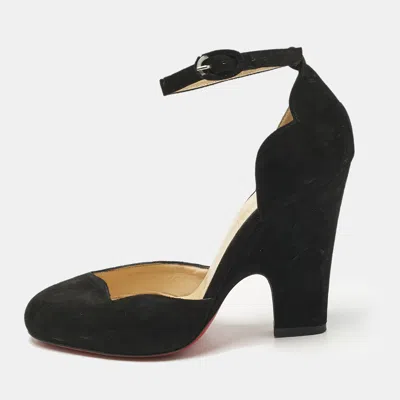 Pre-owned Christian Louboutin Black Suede Mary Jane Pumps Size 37