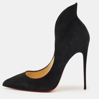 Pre-owned Christian Louboutin Black Suede Mea Culpa Pumps Pointed Toe Size 38.5