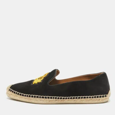 Pre-owned Christian Louboutin Black Suede Nanou Orlato Slip On Espadrille Size 41