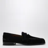 Christian Louboutin No Penny Suede Loafers In Black