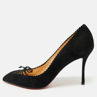 Pre-owned Christian Louboutin Black Suede Scalo Pumps Size 39