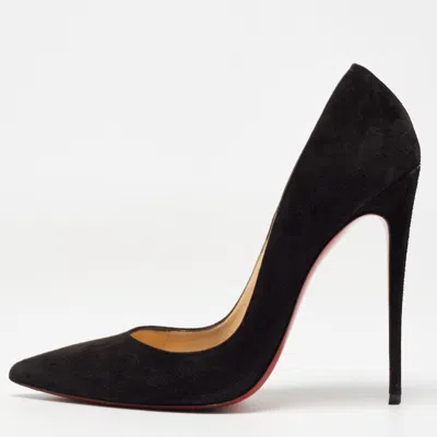 Pre-owned Christian Louboutin Black Suede So Kate Pumps Size 39.5
