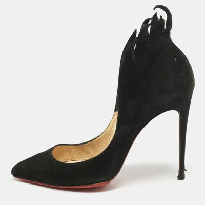 Pre-owned Christian Louboutin Black Suede Victorina Flame Pumps Size 36.5
