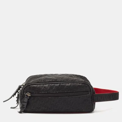 Pre-owned Christian Louboutin Black Textured Rubber Blaster Toiletry Pouch