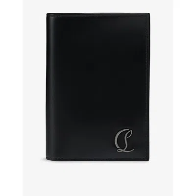 Christian Louboutin Black/gun Metal Mooncrest Leather Passport Holder