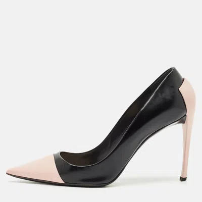 Pre-owned Christian Louboutin Black/pink Leather Pointed Toe Pumps Size 41