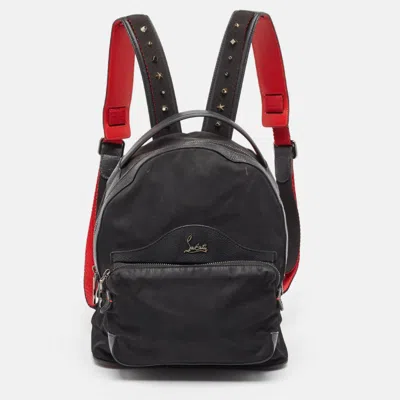 Pre-owned Christian Louboutin Black/red Nylon And Leather Backloubi Backpack
