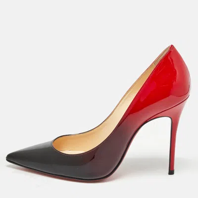 Pre-owned Christian Louboutin Black/red Ombre Paint Leather Decollete Pumps Size 35