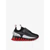 Christian Louboutin Black/silver Kids' Mini Sharkyloub Leather Low-top Trainers Eur 26 / 8.5 Uk In Black/silver