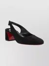 Christian Louboutin Block Heel Sandals Round Toe In Black