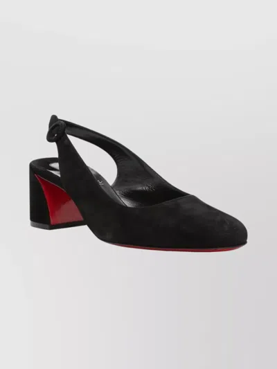 Christian Louboutin Block Heel Sandals Round Toe In Black