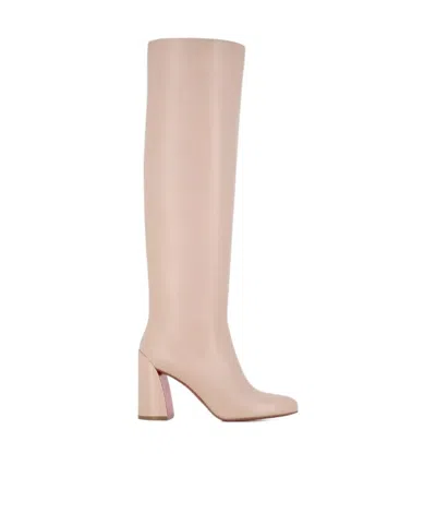 Christian Louboutin Block-heel Knee-high Leather Boots In Pink