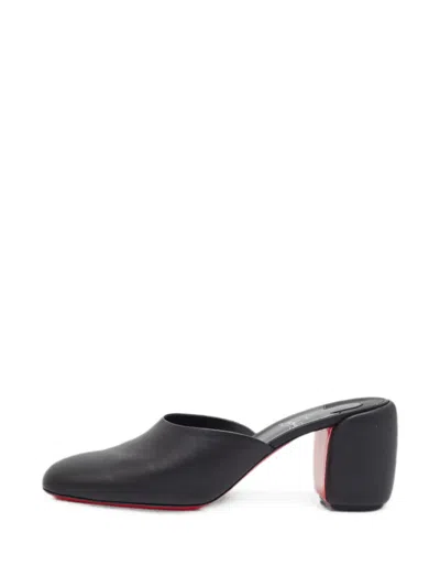 Pre-owned Christian Louboutin Block-heel Mules In Black