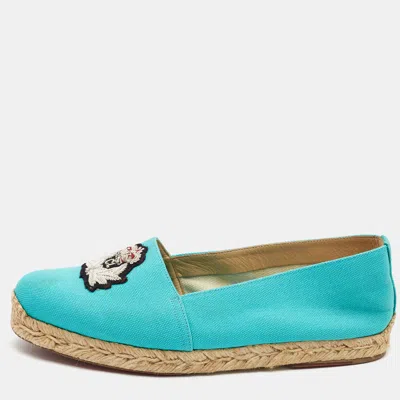 Pre-owned Christian Louboutin Blue Canvas Gala Espadrille Size 38