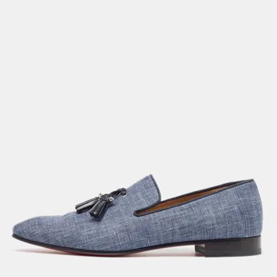Pre-owned Christian Louboutin Blue Danim Dandelion Tassel Loafers Size 43