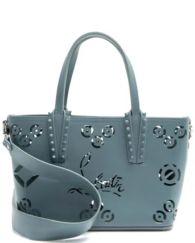 Christian Louboutin Blue Leather Perforated Loubinthesky Cabata Mini Tote  (authentic Pre-loved)