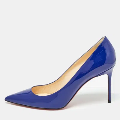 Pre-owned Christian Louboutin Blue Patent Leather Decollete Pumps Size 39
