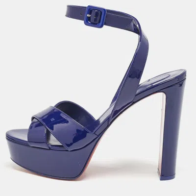 Pre-owned Christian Louboutin Blue Patent Leather Supramariza Platform Sandals Size 40