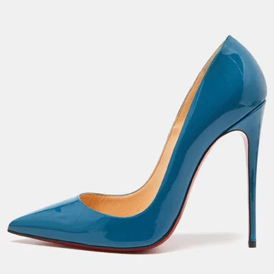 Pre-owned Christian Louboutin Blue Patent So Kate Pumps Size 38