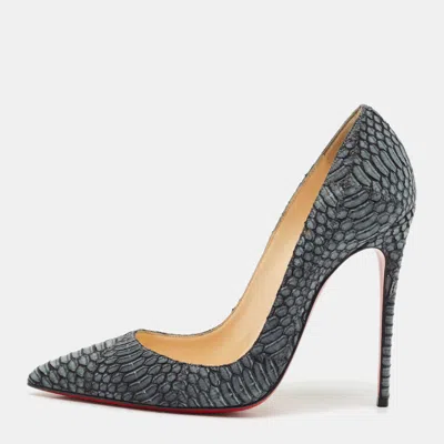 Pre-owned Christian Louboutin Blue Python Leather So Kate Pointed Toe Pumps Size 36.5