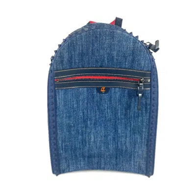 Pre-owned Christian Louboutin Blue Red Color Denim Backpack () In Multi