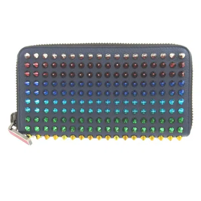 Pre-owned Christian Louboutin Blue Red Color Leather Long Wallet (bi-fold) ()