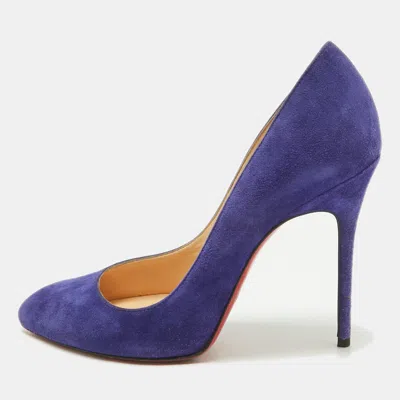 Pre-owned Christian Louboutin Blue Suede Corneille Pumps Size 37