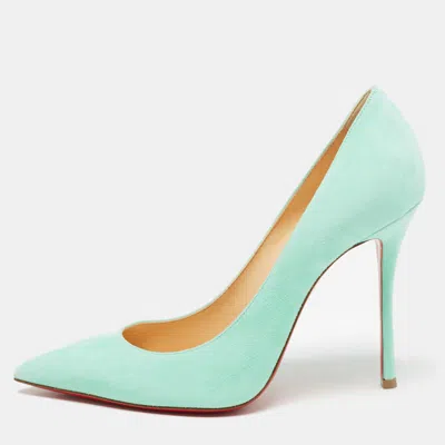 Pre-owned Christian Louboutin Blue Suede Decoltish Pointed Toe Pumps Size 39