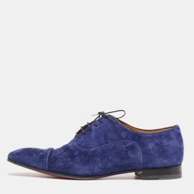 Pre-owned Christian Louboutin Blue Suede Greggo Oxfords Size 42