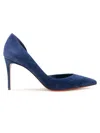 Christian Louboutin Pointed Toe Suede Finish Pumps In Blue