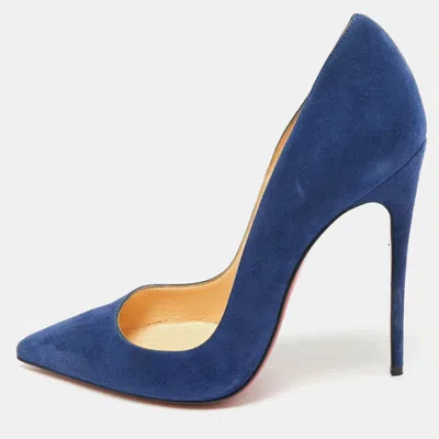Pre-owned Christian Louboutin Blue Suede So Kate Pumps Size 38