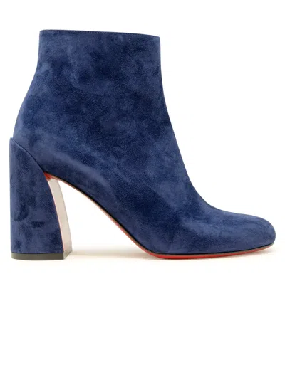 Christian Louboutin Blue Suede Turela 85 Ankle Boots