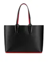 Christian Louboutin Women Cabata Leather Shoulder Bag With Studs In Black