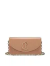 Christian Louboutin Loubi54 Flap Patent Leather Clutch Bag In Nude & Neutrals