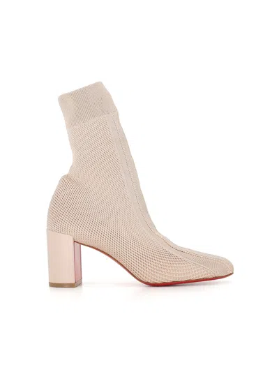 Christian Louboutin Beyonstage Red Sole Knit Boots In Rosa Chiaro
