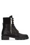 Christian Louboutin En Hiver Lug 40 Ribbed Knit-trimmed Leather Ankle Boots In Black