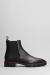 Christian Louboutin Samson Flat Ankle Boots In Black Leather In Black