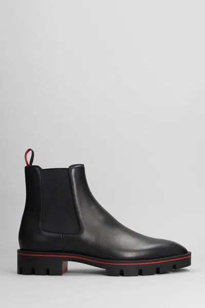 Christian Louboutin Samson Flat Ankle Boots In Black Leather
