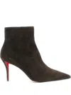 Christian Louboutin Miss Z 80 Suede Ankle Boots In Brown