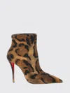 Christian Louboutin Boots Woman Brown In Animal Print
