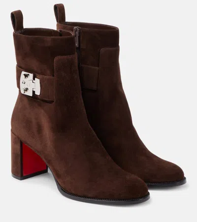 CHRISTIAN LOUBOUTIN BOOTY LOCK 70 SUEDE ANKLE BOOTS