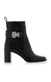 Christian Louboutin Womens Booty Lock 70 Leather Heeled Courts Blac In Black