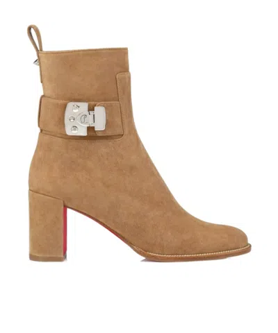 Christian Louboutin Booty Lock Ankle Boots In Brown