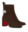 Christian Louboutin Booty Lock Suede Heeled Boots 70 In Brown