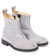 Christian Louboutin Bootynou Glitter Ankle Boots In Silver