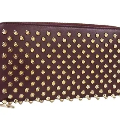 Pre-owned Christian Louboutin Bordeaux Leather Long Wallet (bi-fold) () In Burgundy