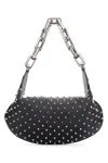 Christian Louboutin Nappa Leather Chain-link Shoulder Bag Studs In Blacksilversilver