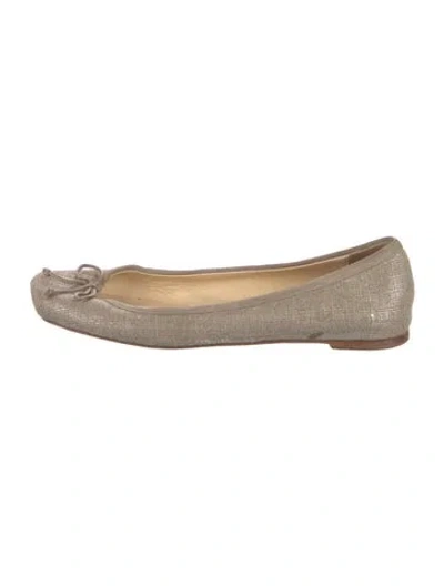 Pre-owned Christian Louboutin Bow Accents Ballet Flats In Neutral