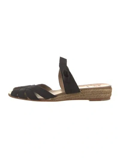 Pre-owned Christian Louboutin Bow Accents Espadrilles In Black